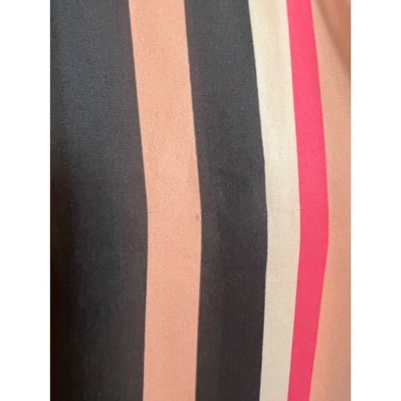 LOFT Women’s Blue Pink Stripe Sleeveless Ruffle High Neck Blouse Size Small - Picture 4 of 9